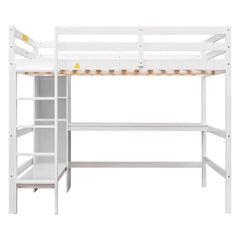 Bellemave® Full Size Loft Bed with Multifunction Shelves and Desk