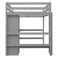 Bellemave® Full Size Loft Bed with Multifunction Shelves and Desk