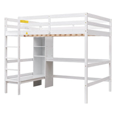 Bellemave® Full Size Loft Bed with Multifunction Shelves and Desk