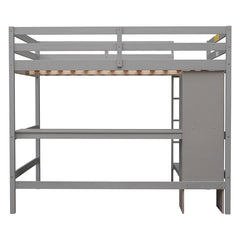 Bellemave® Full Size Loft Bed with Multifunction Shelves and Desk