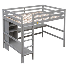 Bellemave® Full Size Loft Bed with Multifunction Shelves and Desk