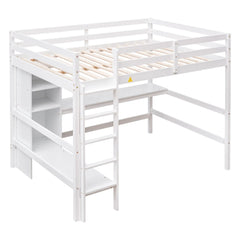 Bellemave® Full Size Loft Bed with Multifunction Shelves and Desk