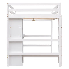 Bellemave® Full Size Loft Bed with Multifunction Shelves and Desk