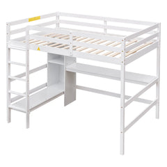 Bellemave® Full Size Loft Bed with Multifunction Shelves and Desk