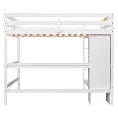 Bellemave® Full Size Loft Bed with Multifunction Shelves and Desk