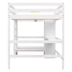 Bellemave® Full Size Loft Bed with Multifunction Shelves and Desk