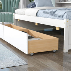 Bellemave® Wood Daybed with Side Bookcase and 2 Drawers