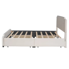 Bellemave® Queen Size Velvet Upholstered Platform Bed with 4 Drawers