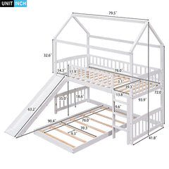 Bellemave® Twin Size Floor House Bunk Bed with Slide Bellemave®