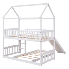 Bellemave® Twin Size Floor House Bunk Bed with Slide Bellemave®