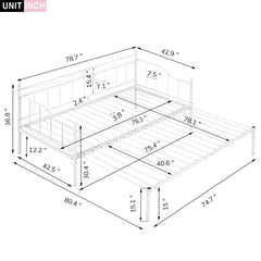 Bellemave® Twin Size Metal Daybed with Trundle