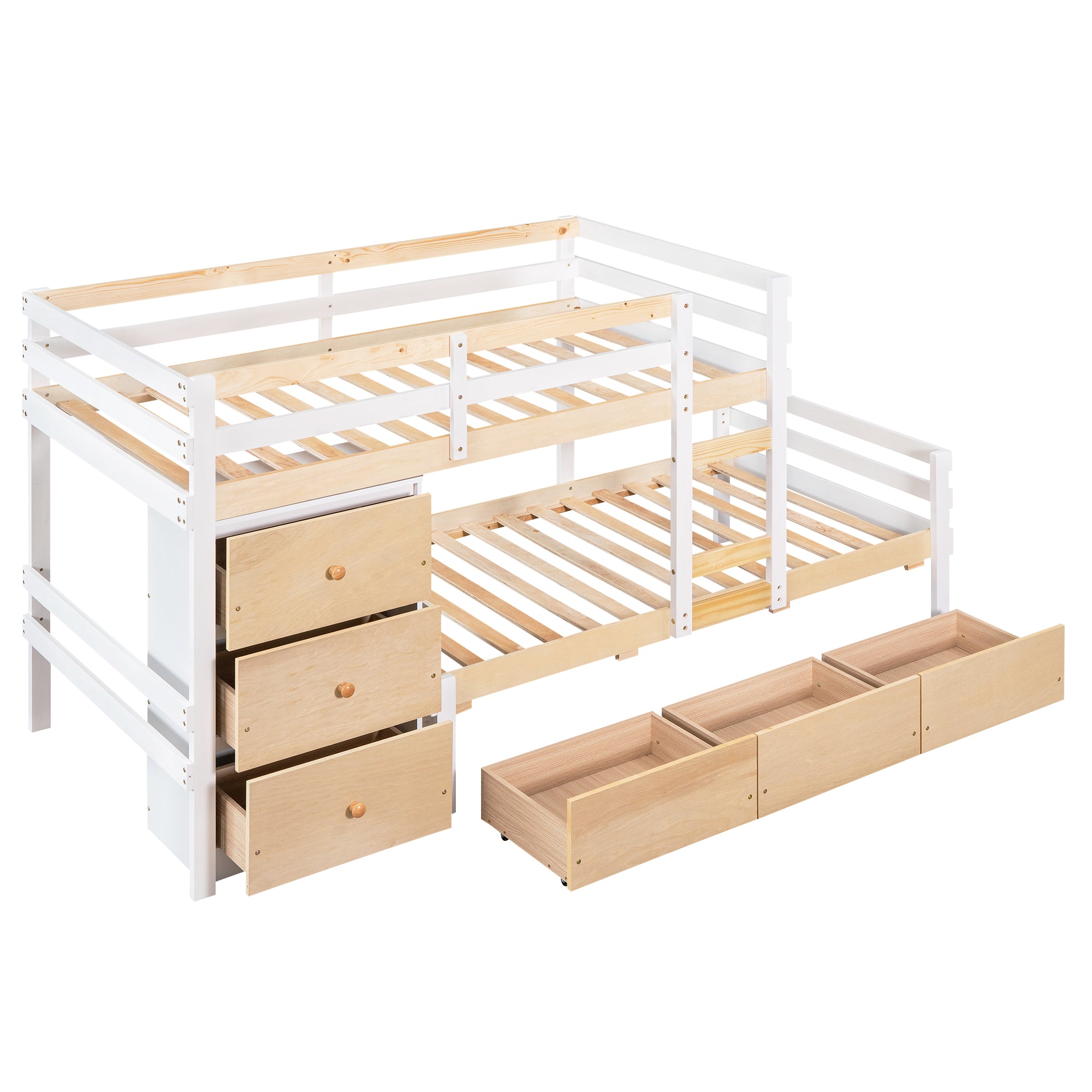 Bellemave® Twin Size Loft Bunk Bed with Drawers and Ladder Bellemave