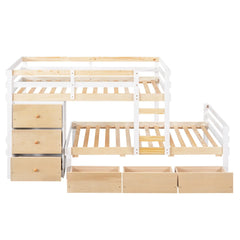 Bellemave® Twin Size Loft Bunk Bed with Drawers and Ladder Bellemave