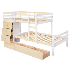 Bellemave® Twin Size Loft Bunk Bed with Drawers and Ladder Bellemave