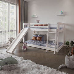 Bellemave® Twin Size Heavy Duty Solid Wood Bunk Bed with Safety Guardrails,Slide and Stairs Bellemave®