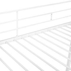 Bellemave® Twin Size Metal House Bunk Bed with Half Roof, Guardrail and Ladder Bellemave®