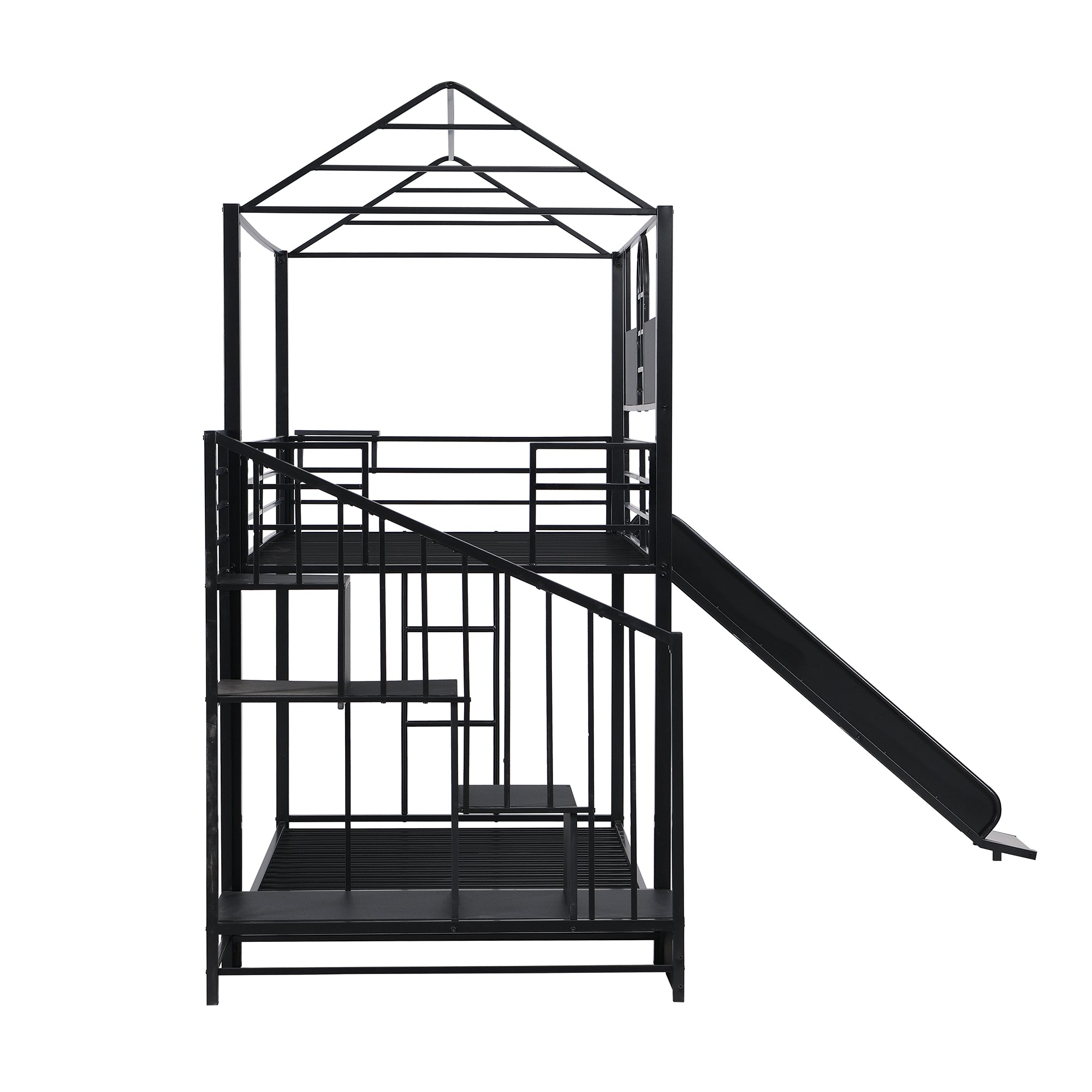 Bellemave® Twin Size Metal Bunk Bed with Slide and Steps Bellemave®