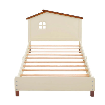 Bellemave Wood Platform Bed with House-shaped Headboard