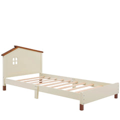 Bellemave® Wood Platform Bed with House-Shaped Headboard