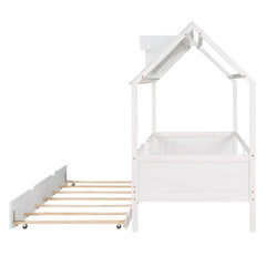 Bellemave® Full Size Wood House Bed with Trundle