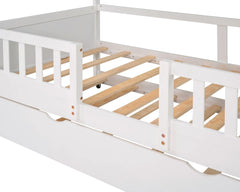 Bellemave® Full Size Wood House Bed with Trundle