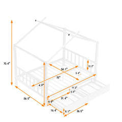 Bellemave® Full Size Metal House Bed with Two Drawers,Headboard and Footboard,Roof Design Bellemave®