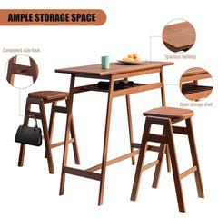 Bellemave® 3-Piece Pub Dining Set with Shelf and Hooks