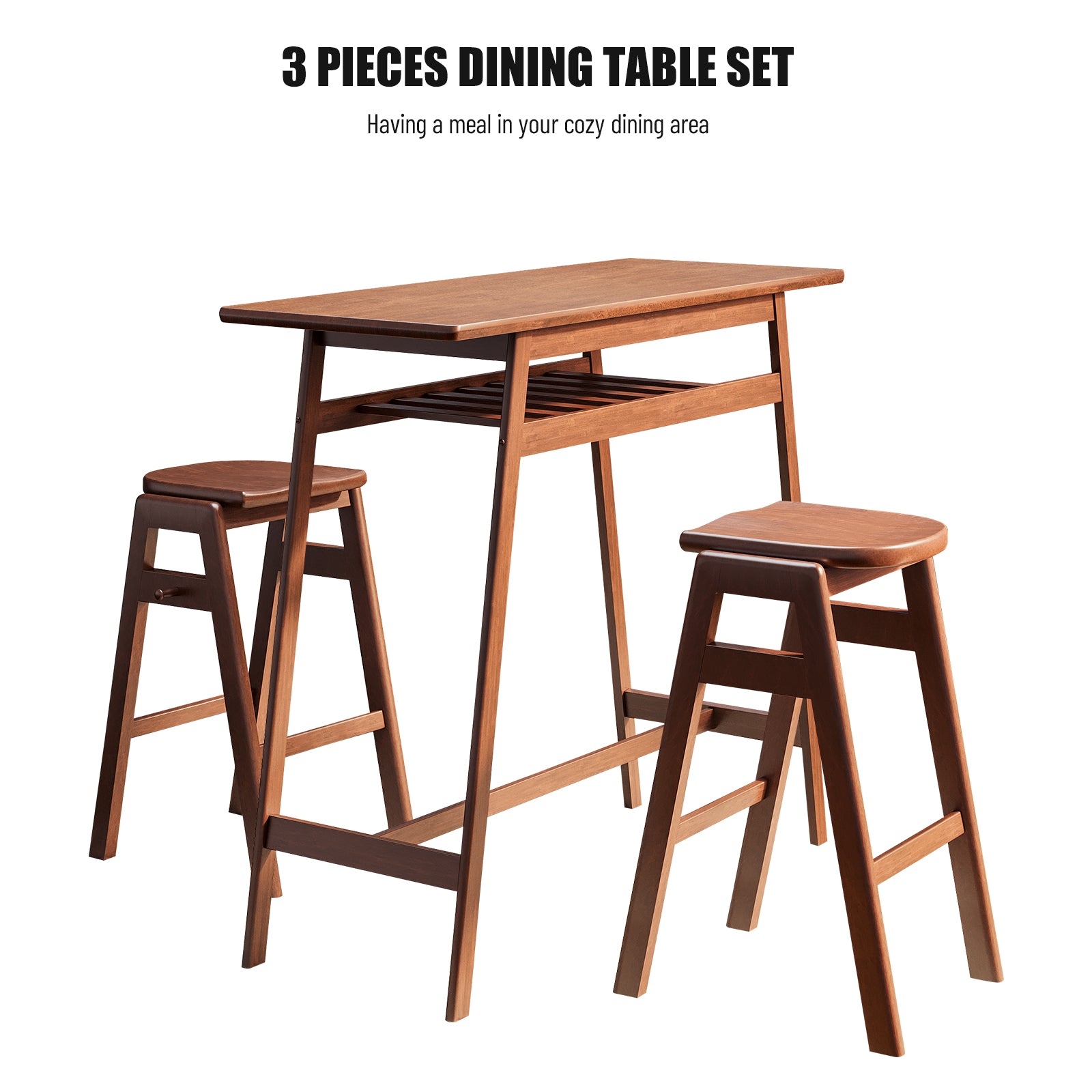 Bellemave® 3-Piece Pub Dining Set with Shelf and Hooks Bellemave®