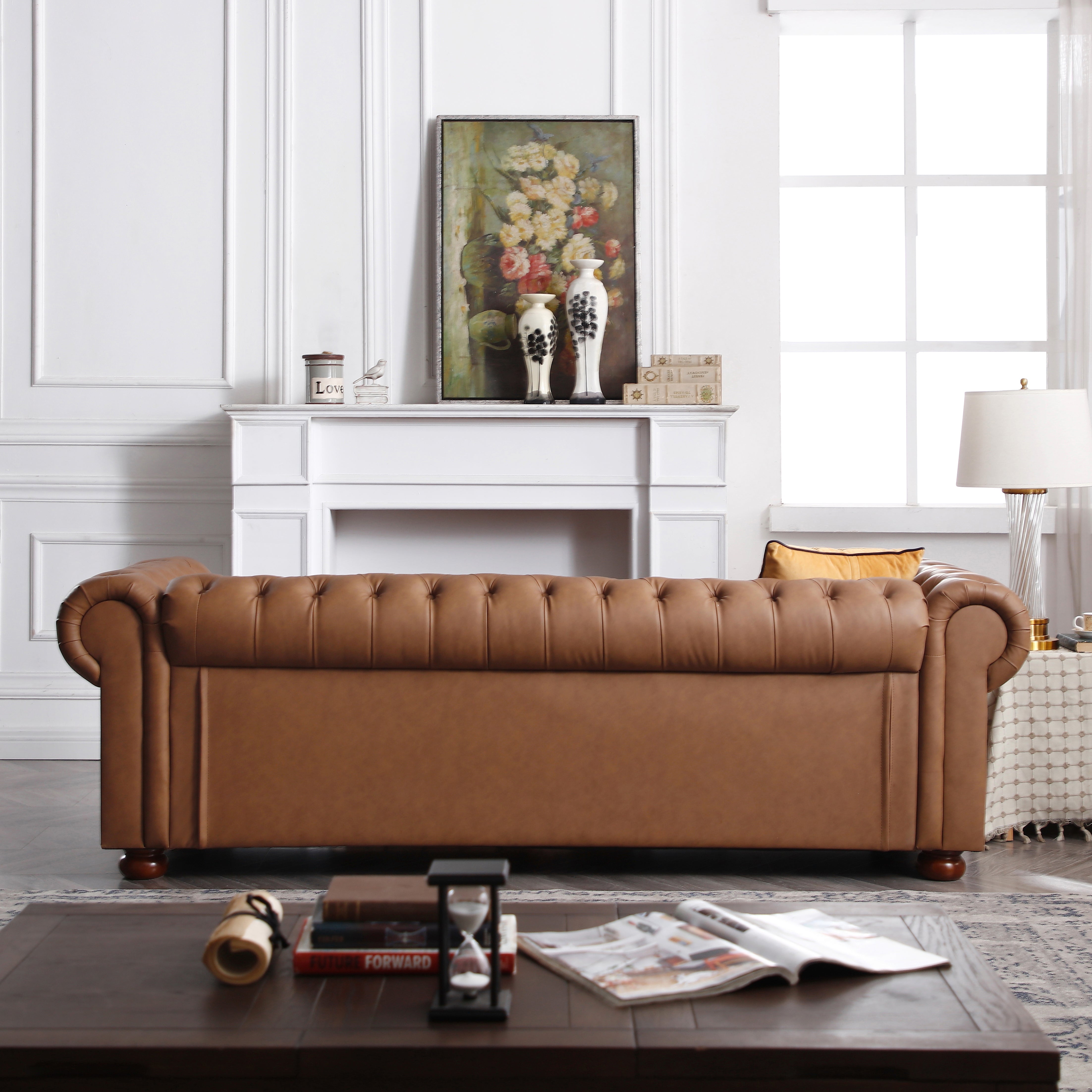 Bellemave 88.5" Classic Chesterfield Sofa Faux Leather