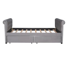 Bellemave® Twin Size Velvet Upholstered Daybed with Drawers