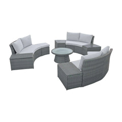 Bellemave 10-Piece Outdoor Sectional Half Round Patio Rattan Sofa Set, PE Wicker Conversation Furniture Set