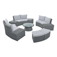 Bellemave 10-Piece Outdoor Sectional Half Round Patio Rattan Sofa Set, PE Wicker Conversation Furniture Set