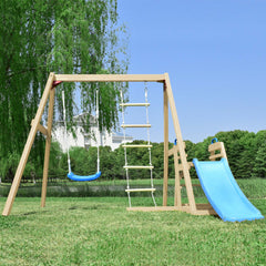 Bellemave Wooden Swing Set with Slide, Outdoor Playset Backyard Activity Playground Climb Swing Outdoor Play Structure for Toddlers