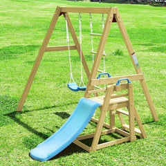 Bellemave Wooden Swing Set with Slide, Outdoor Playset Backyard Activity Playground Climb Swing Outdoor Play Structure for Toddlers