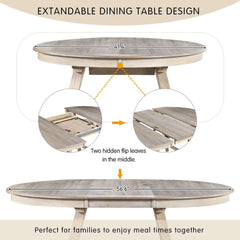 Bellemave 56.6" Wood Round Extendable Dining Table