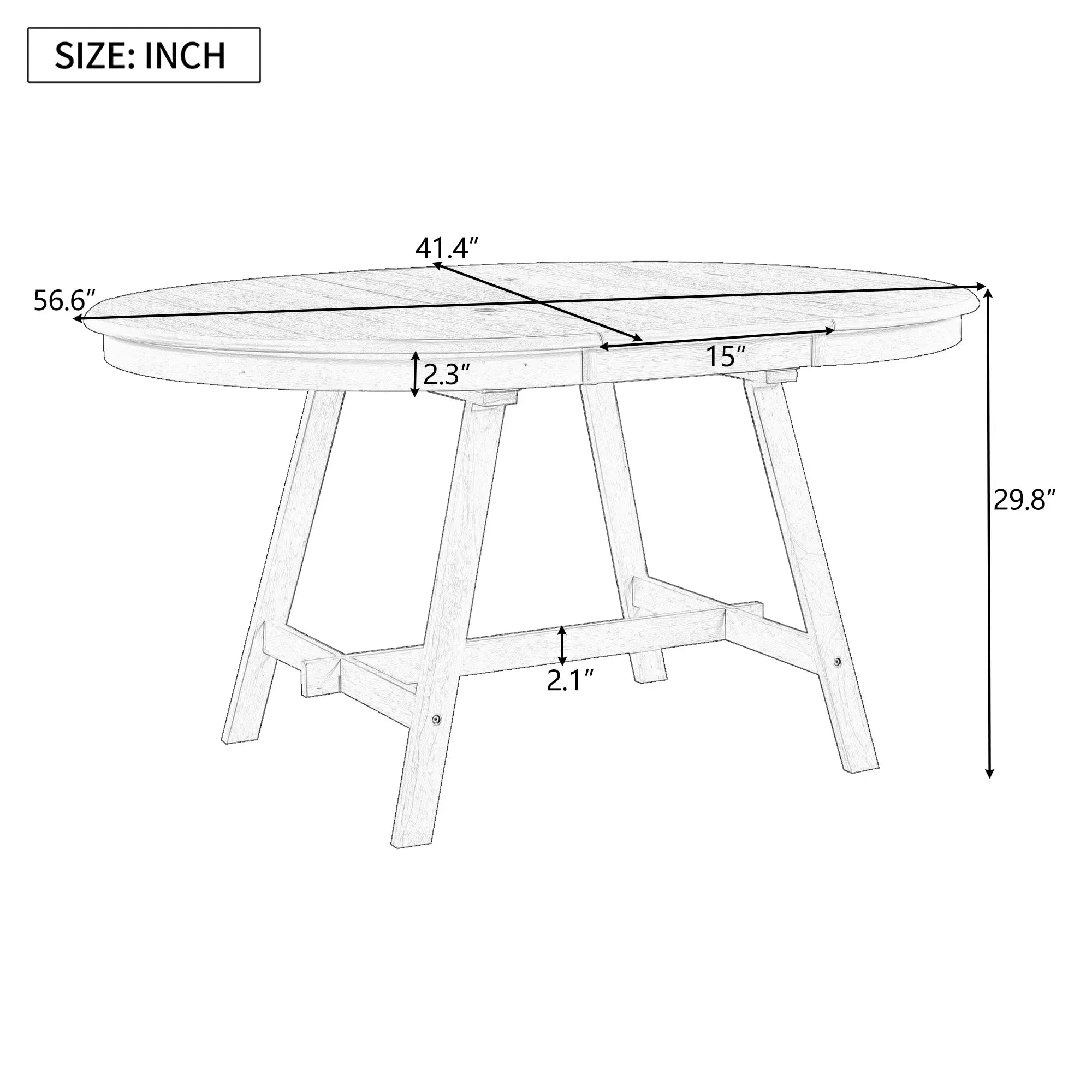 Bellemave 56.6" Wood Round Extendable Dining Table Bellemave