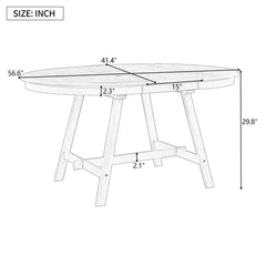 Bellemave 56.6" Wood Round Extendable Dining Table Bellemave