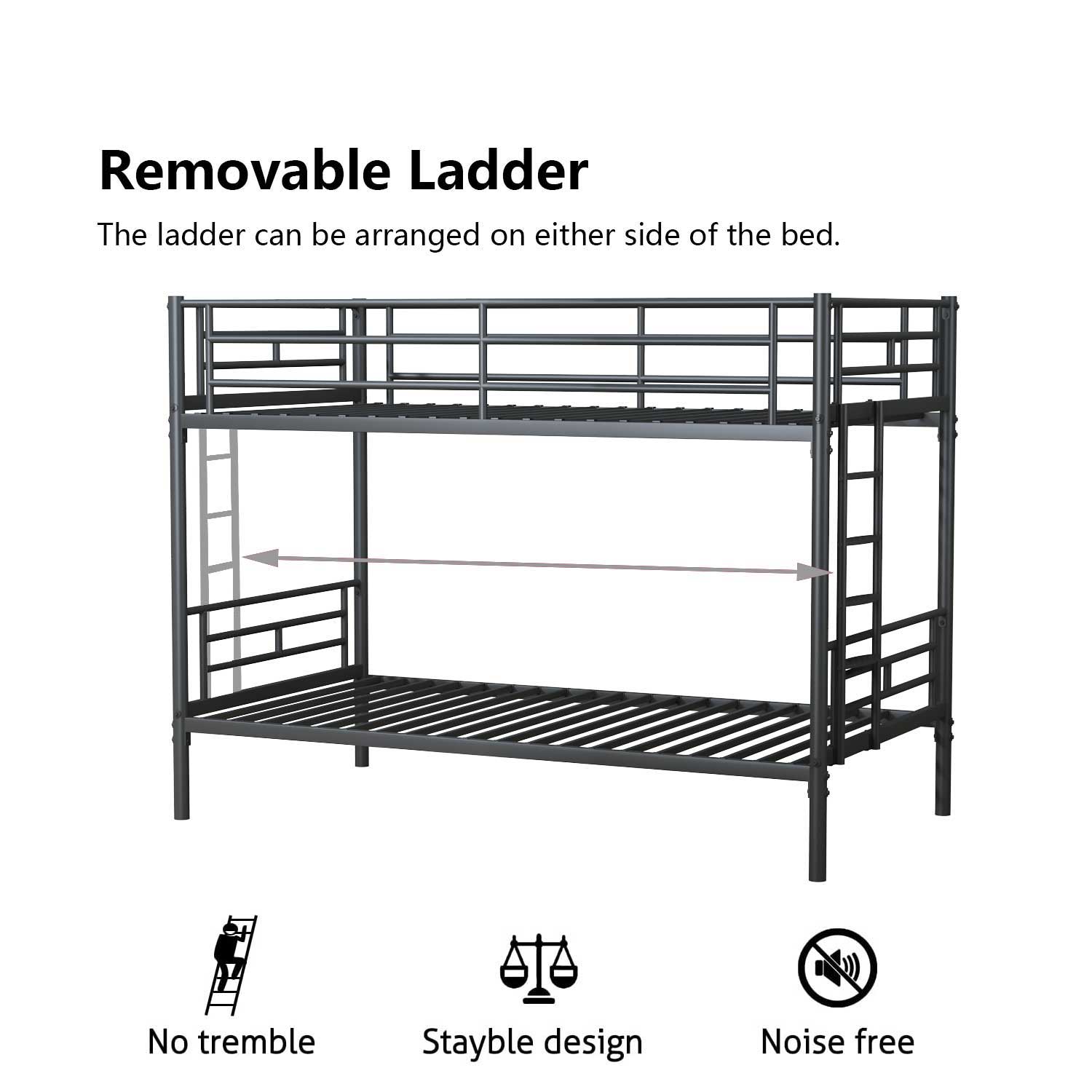 Bellemave® Twin Size Metal Bunk Bed with Removable Ladder Bellemave®