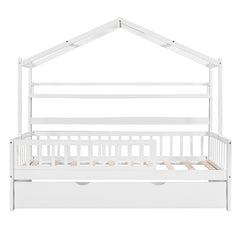 Bellemave® Wooden House Bed with Trundle Bed