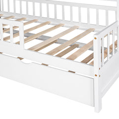 Bellemave® Wooden House Bed with Trundle Bed