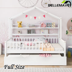 Bellemave® Wooden House Bed with Trundle Bed