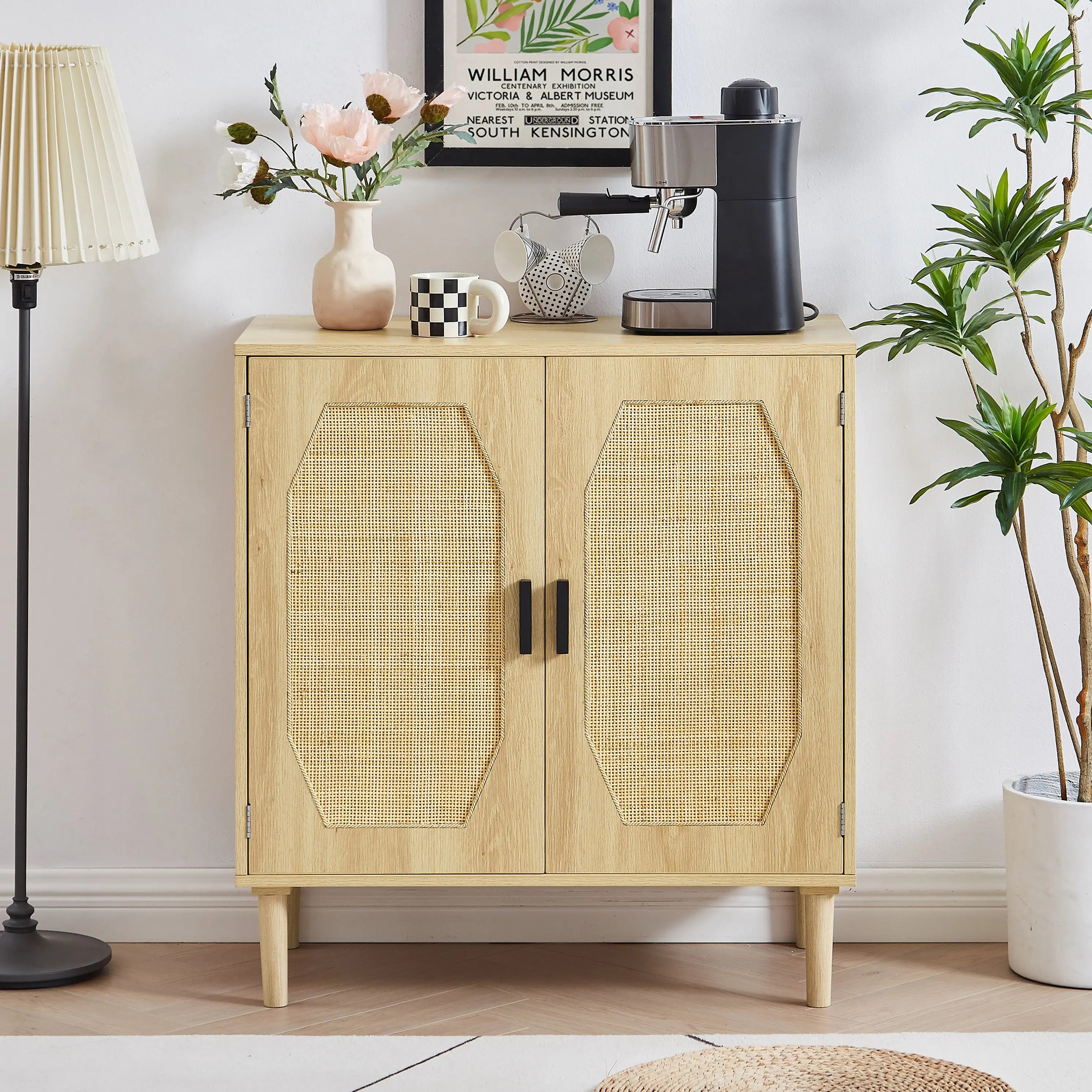 Bellemave® Kitchen Storage Cabinets with Rattan Decorated Doors Bellemave®