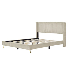 Bellemave® Queen Size Corduroy Platform Bed with Metal Legs