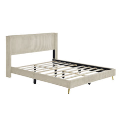 Bellemave® Queen Size Corduroy Platform Bed with Metal Legs