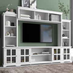 Bellemave® Minimalist Entertainment Wall Unit with Bridge with Tempered Glass Door