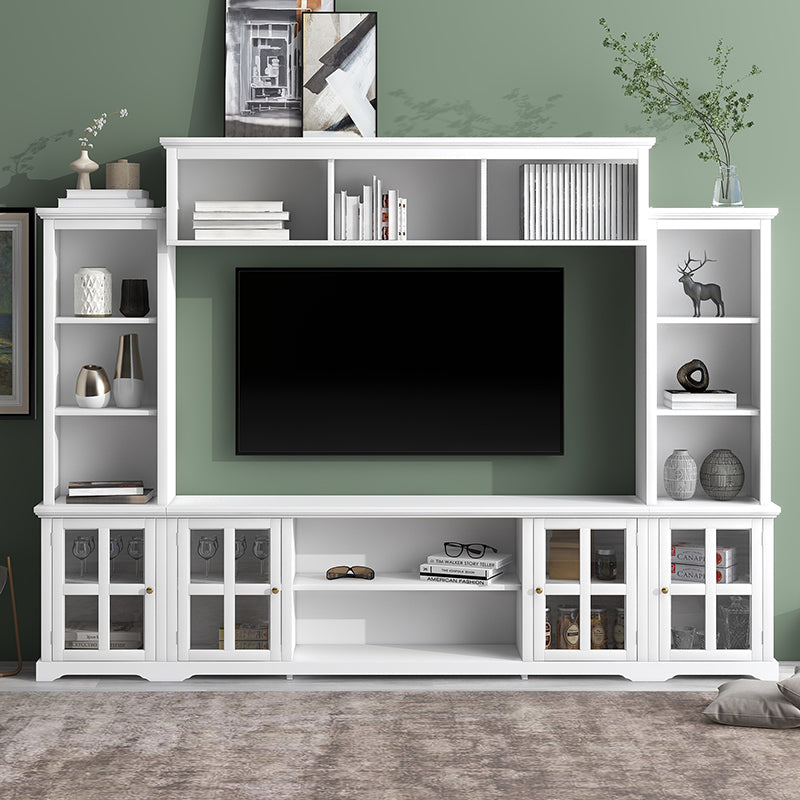 Bellemave® Minimalist Entertainment Wall Unit with Bridge with Tempered Glass Door