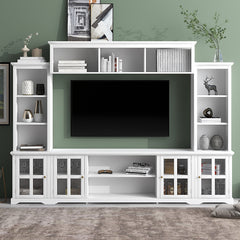 Bellemave® Minimalist Entertainment Wall Unit with Bridge with Tempered Glass Door