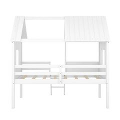 Bellemave® Twin Size Low House Loft Bed with Two Side Windows