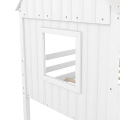 Bellemave® Twin Size Low House Loft Bed with Two Side Windows