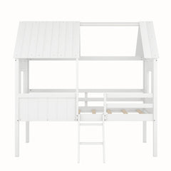 Bellemave® Twin Size Low House Loft Bed with Two Side Windows